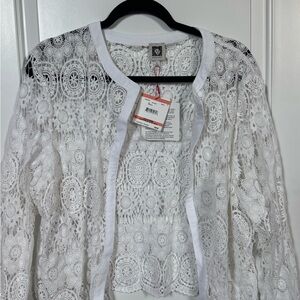 White Lace Open Cardigan